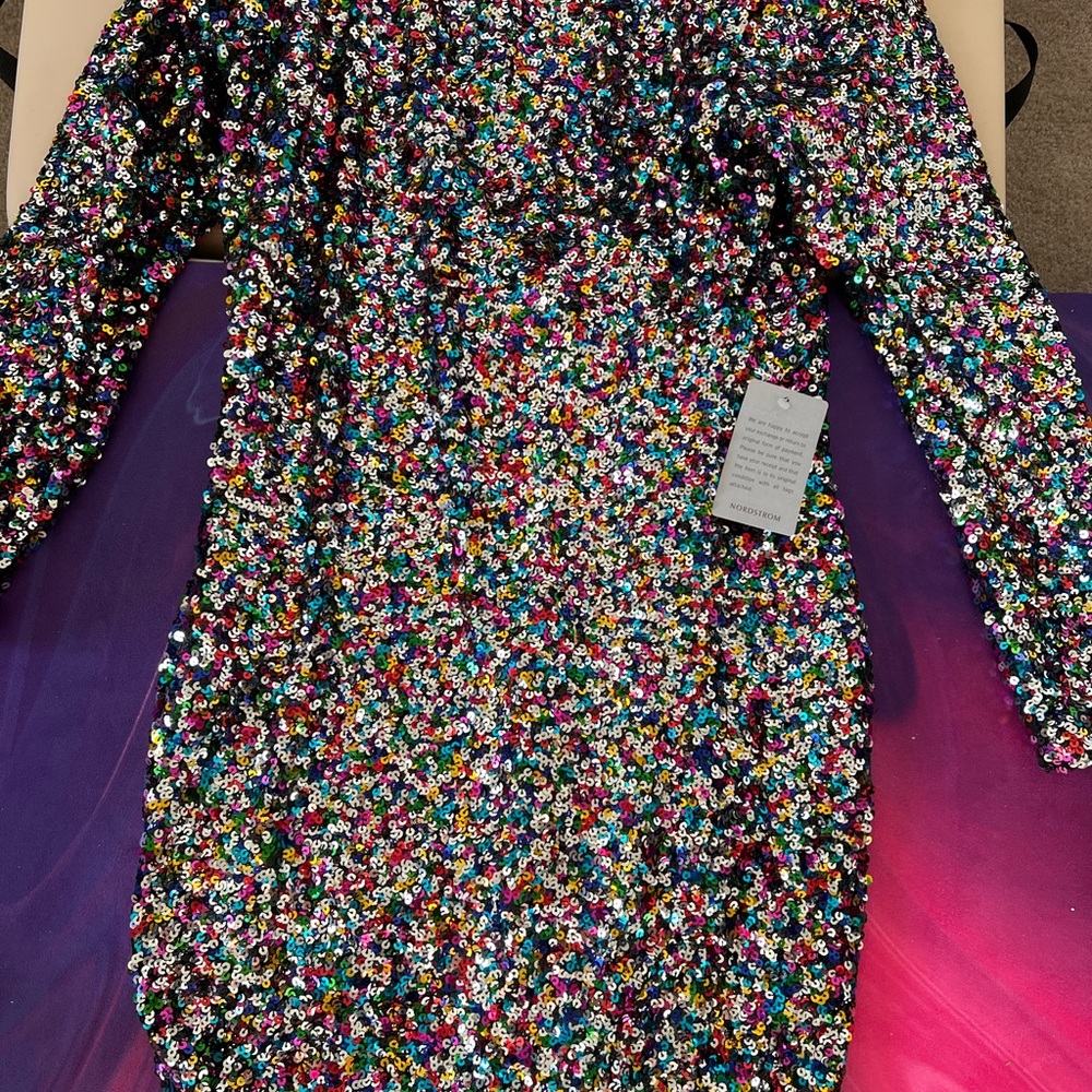 Sequin Long Sleeve Dress